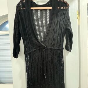 Armani Exchange Black Knit Cardigan / Swim Cover Up. Size XS